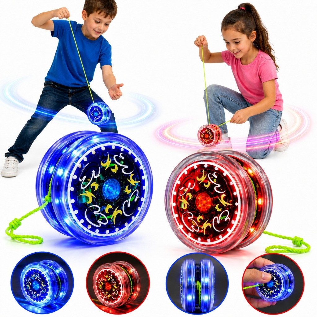 Kit 2 Yoyo Io-io (ioio,yoyo) Led Com Rolamento Profissional Infantil