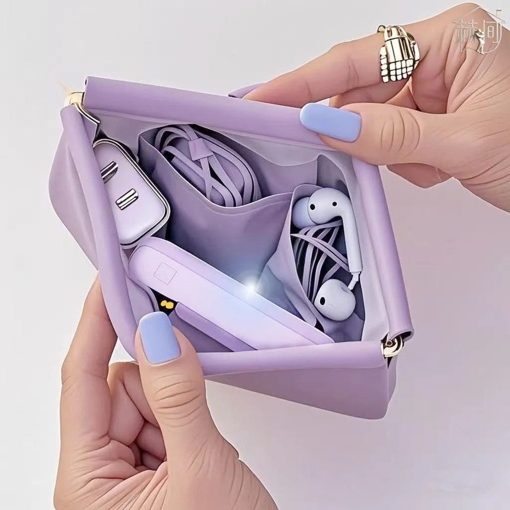 Saco de armazenamento Digital fechamento automático portátil cabo dados batom grande capacidade Universal Envelope verme