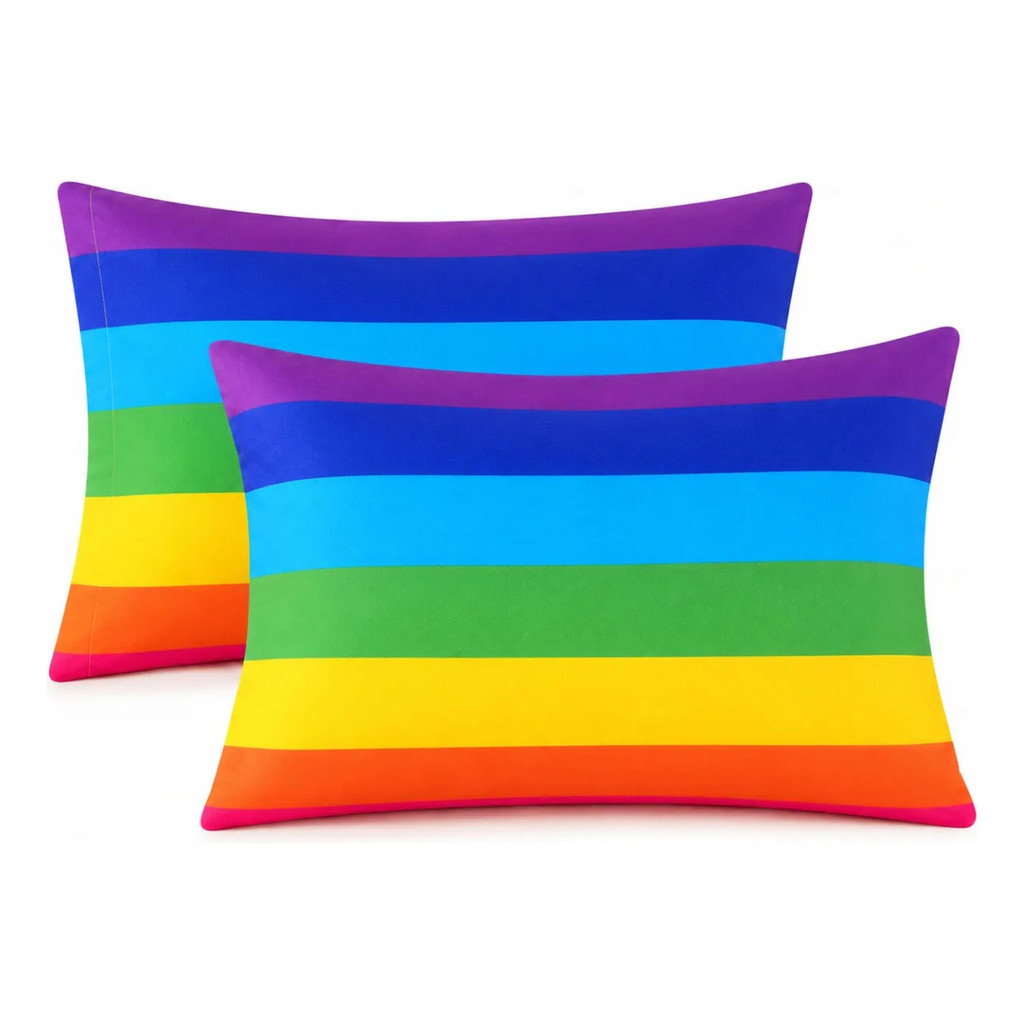 2 Fronhas Arco-Íris 70x50 Fechamento Envelope LGBT Decorativas para Quarto