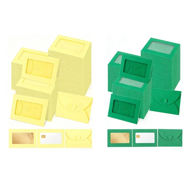 Estone 50 Peças Fechos Design Fechamento Coração Envelope Conjunto 10x7cm Papéis Coloridos Corda Cartão N