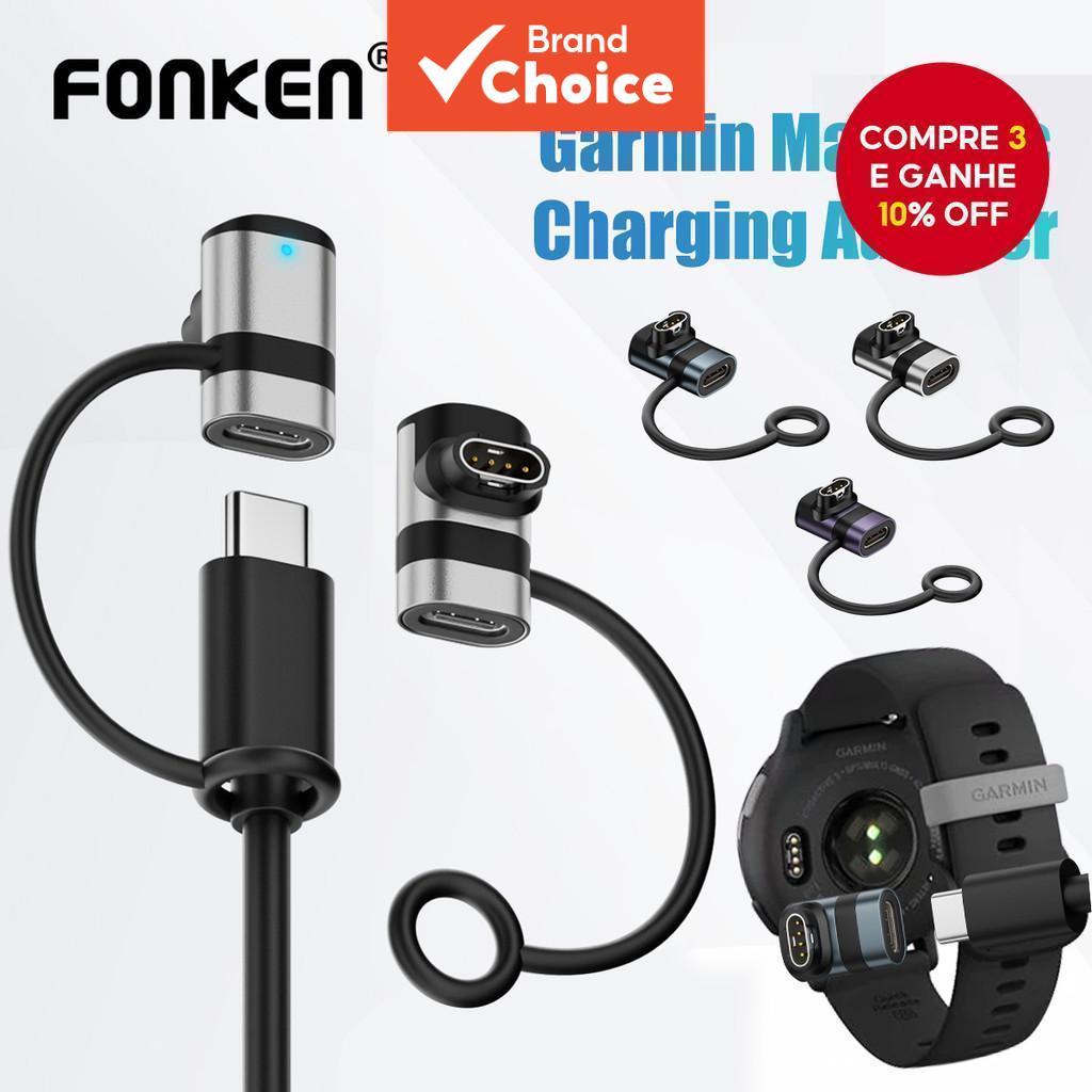 Fonken Adaptador de Carregamento Relógio Garmin Tipo-C com Indicador LED Magnético para Série Garmin Watch