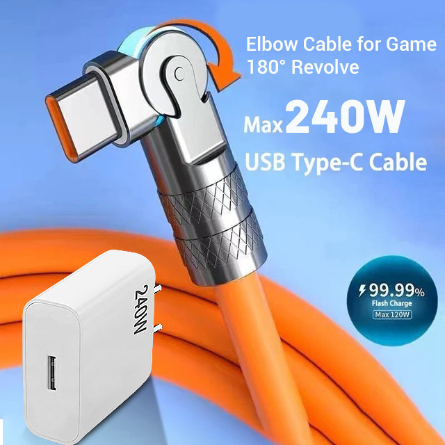 Cabo De Carregamento Rápido Tipo C Micro USB V8 iOS Suporta 180 ° Cabos Indicadores LED De Silicone De Rotação
