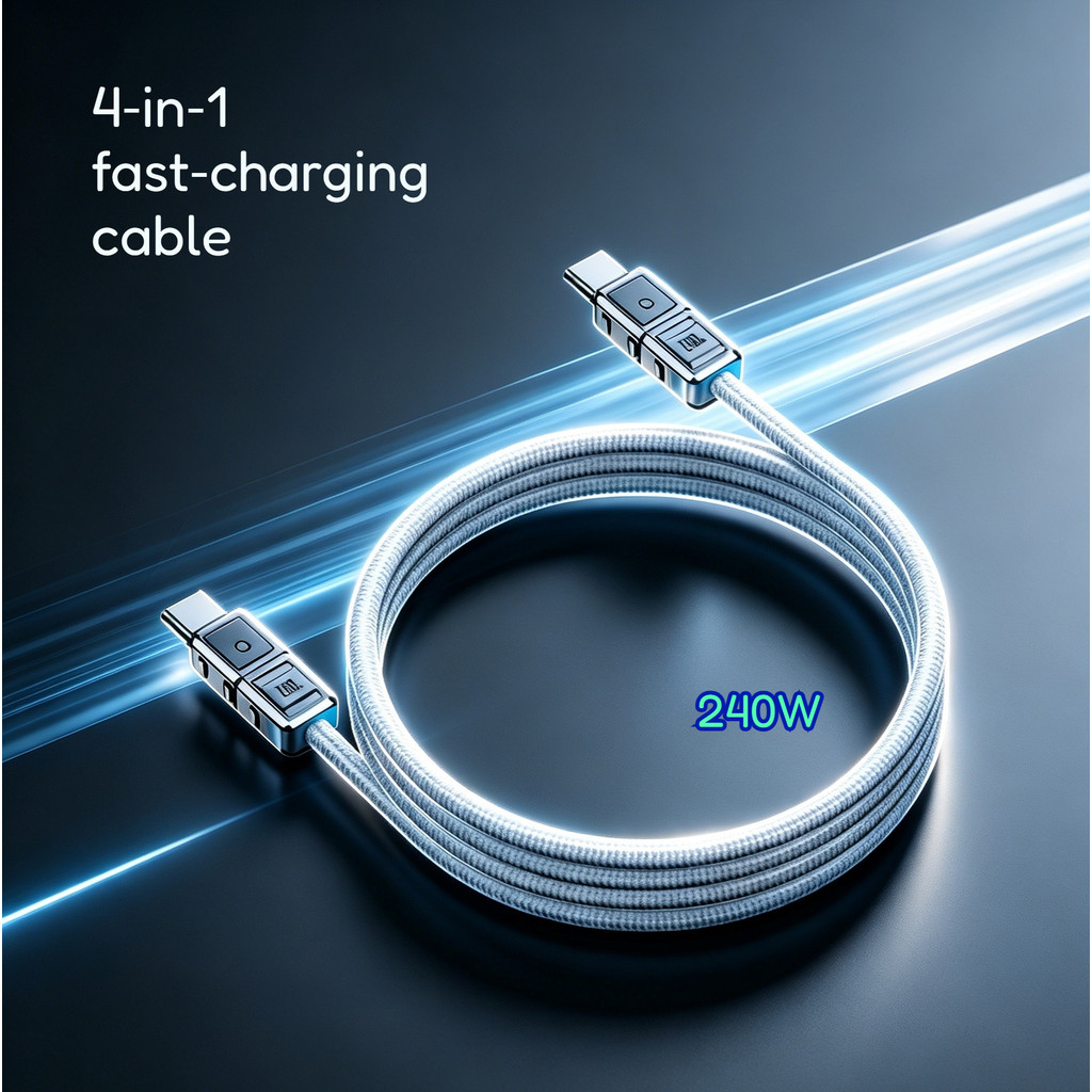 Luz indicadora de carregamento 240W Dual Type-c Cabo de dados de carregamento rápido 1.2m / 1.8m Adequado para celular N