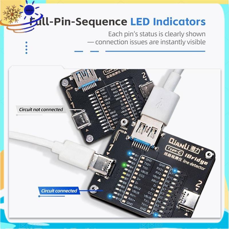 [Le's Shop] Testador De Linha Tipo C Indicadores LED De Sequência De Pino Completo Suporta Testes De Cabo A E Para Repar
