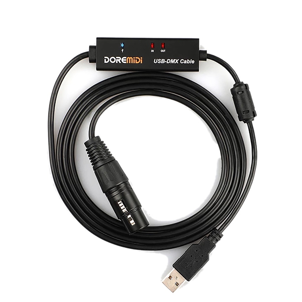 DOREMIDI Cabo USB Para DMX RDM Com Indicador Adaptador De Interface De Proteção De Anel Magnético Controlador De Luz De