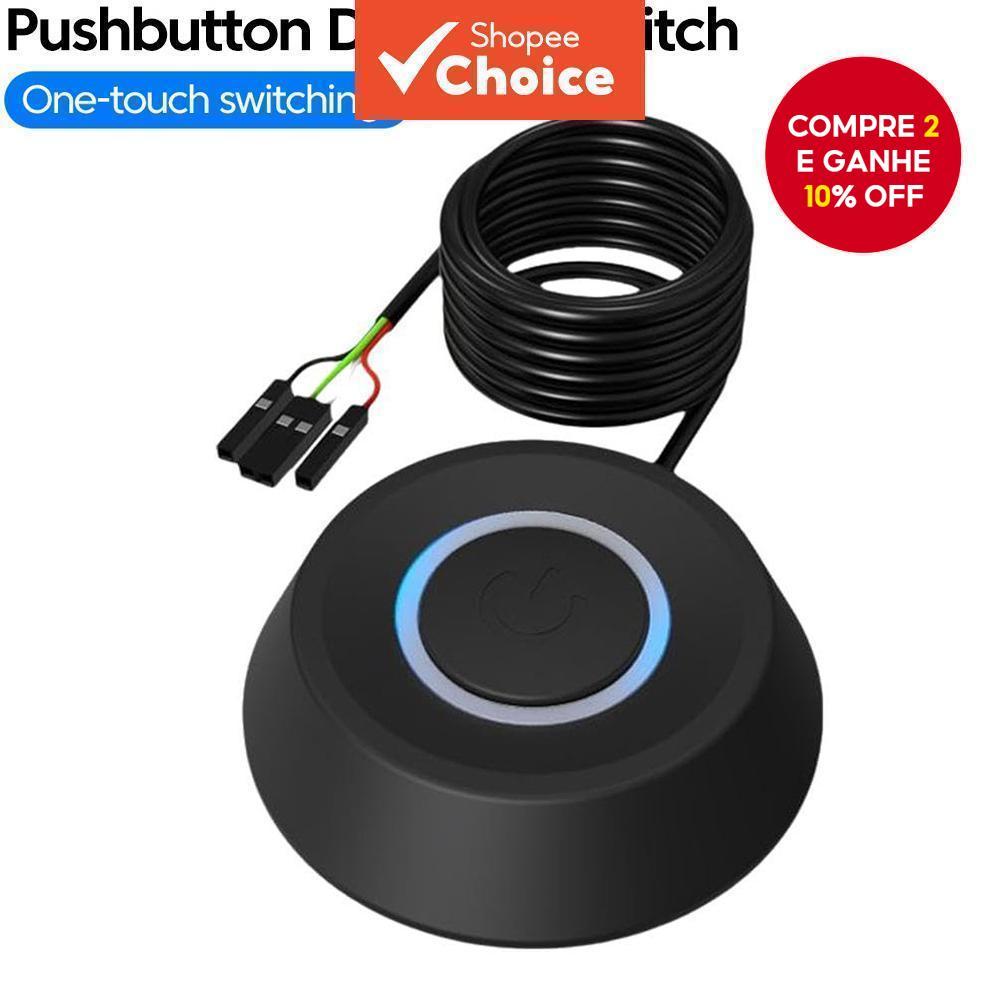 Novo botão de liga/desliga para desktop com LED indicador, interruptor de energia para fonte do PC, cabo de extensão de