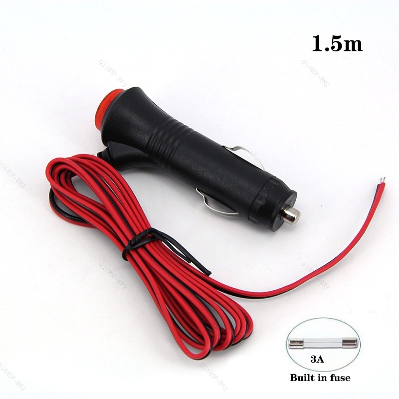 1.5 Metros Carro 12V Universal Isqueiro Tomada Fio Cabo Com Interruptor Fusível Indicador LED De Alimentação Do 1.5m BR1