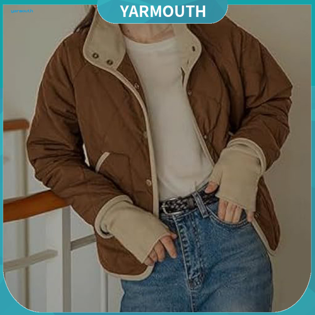 Oversized Women Jacket Lightweight Quilted Women’s Fall Winter Coat Thin Padded Cardigan with High Collar Button Closu