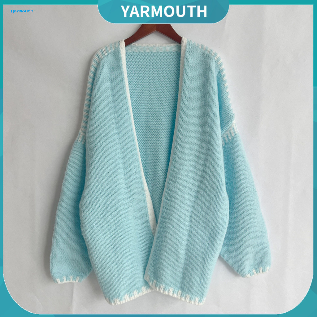 Women Jacket Loose-fitting Spring Fall Women’s Thick Knitted Cardigan Coat Loose Long Sleeve Sweater Solid Color Warm