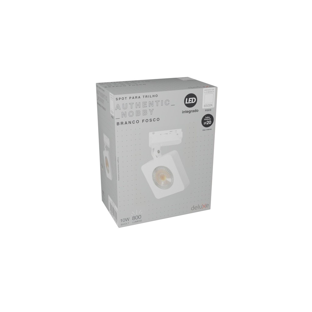 Spot Led Trilho Authentic Nobby Quadrado Branco 10W 800 Lumens Branco Frio 6500K Bivolt - Avant 910511379