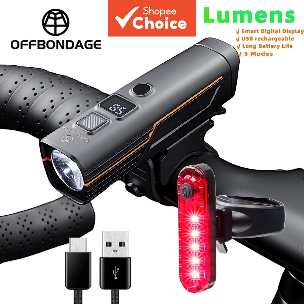 OFFBONDAGE B9 Farol de Bicicleta 800-1000 lúmens recarregável tipo-C IPX6 à prova d'água tela inteligente acessórios de
