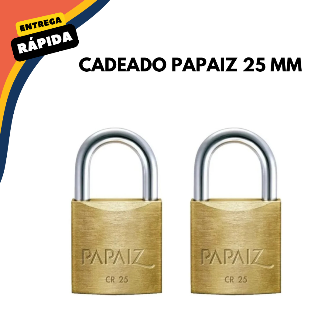 Cadeado Papaiz CR25 25mm Latão Maciço Alta Segurança para Armário Portão Caixa Ferramentas Original
