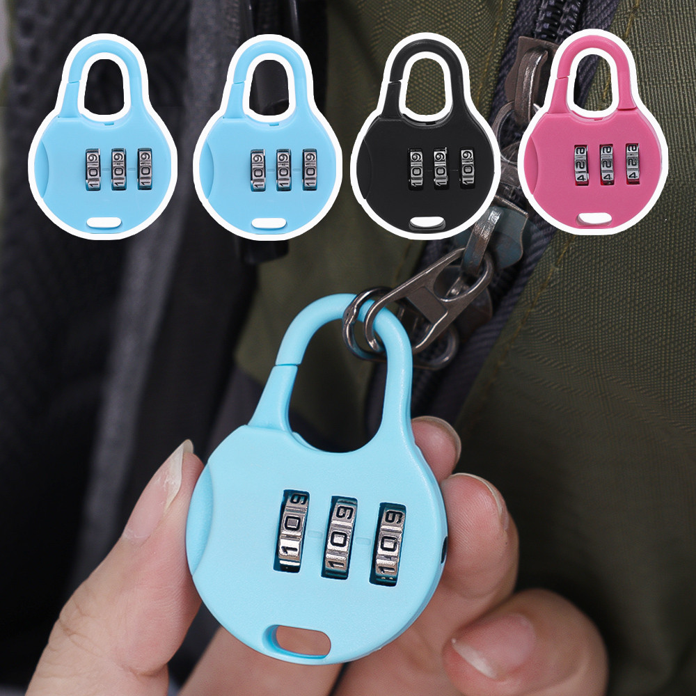 5Pcs Mini Cadeado Com Senha Colorida-Fechadura Código Digital De Segurança-Para Armário De Dormitório , Diário , Mala Três Bits De Caixa De Carrinho Zíper De Mochila