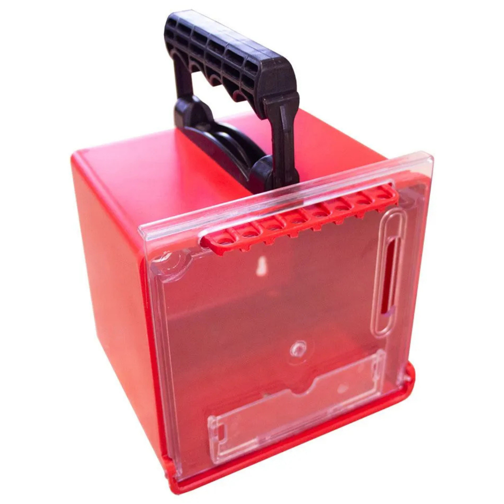 Caixa de Bloqueio Plástica com Alça Para 8 Cadeados Dispositivos Equipamentos Tag Out Unique CBP8 Plástico Abs Vermelho
