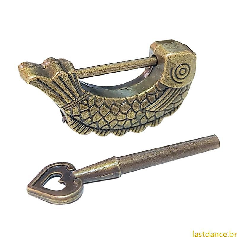 Las Peixe Forma Retro Cadeado Bronze Bloqueio Antigo Decorativo Para Caixa Jóias Malas