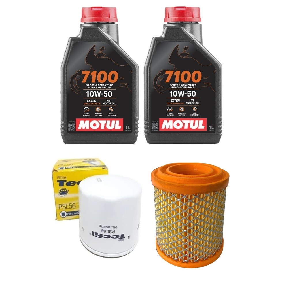 KIT TROCA ÓLEO MOTUL 7100 4T 10W50 2L + FILTRO OLEO TECFIL PSL56 + FILTRO AR MOTO HUNTER 350 CLASSIC 350 METEOR 350