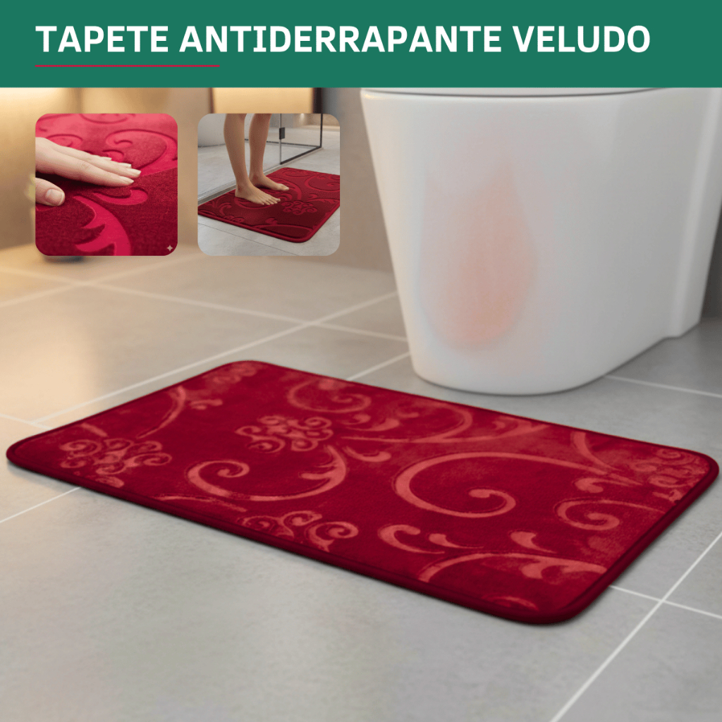Tapete Capacho Banheiro Quarto Premium Veludo Alta Absorção Conforto Antiderrapante Design Elegante