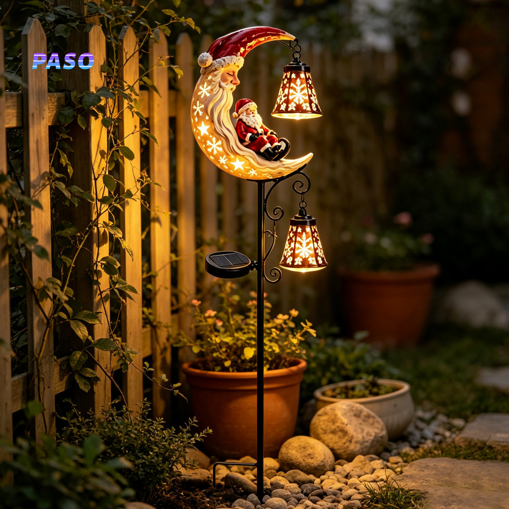 Festive Christmas Entrance Decor Solar Powered Landscape Lights Garden Stake Light 31.5 Inch Santa Snowman Led Pathway W