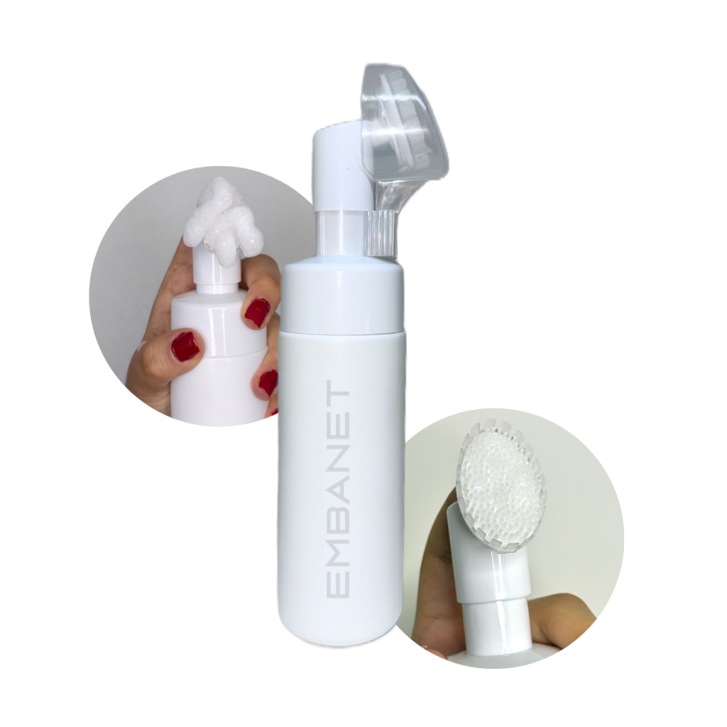 Frasco Pump Gel Facial Sabonete Trava Segurança Branco 200ml
