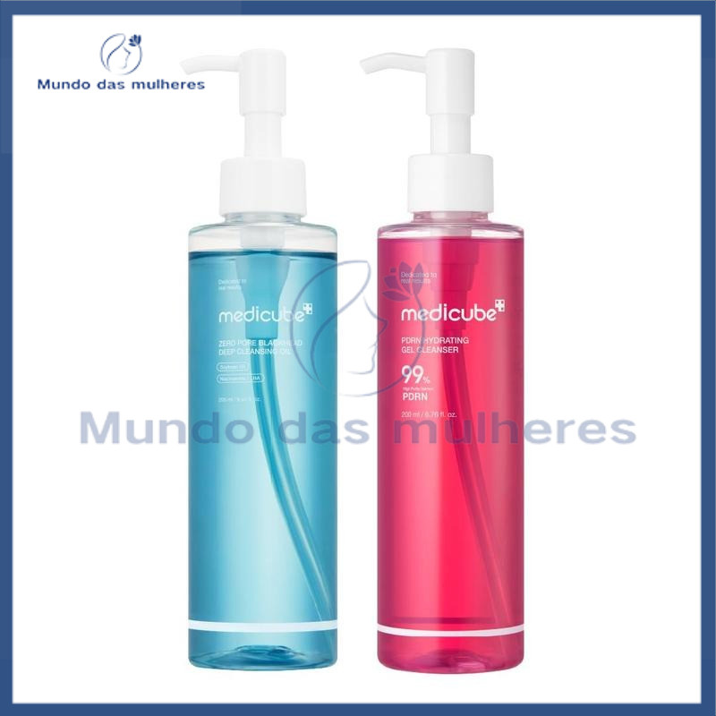 Medicube PDRN Gel De Limpeza Hidratante 200ml + Zero Pore Blackhead Deep Cleansing Oil 205ml