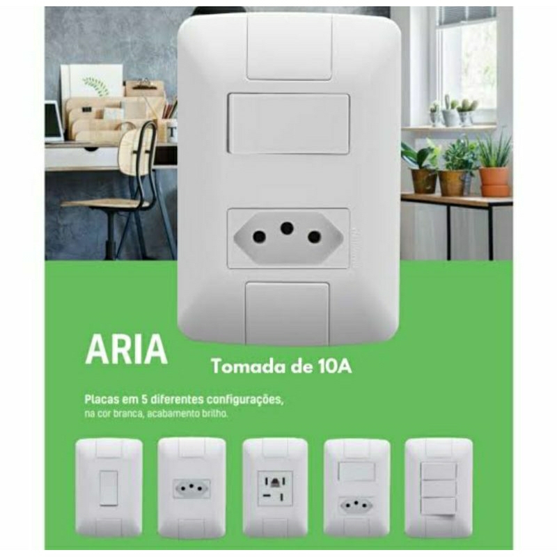 kit tomada e interruptor Tramontina Aria branca