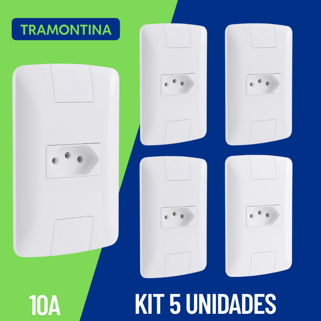 Tomada Simples 2P+T 10A Aria 5 Unidade Branca Tramontina