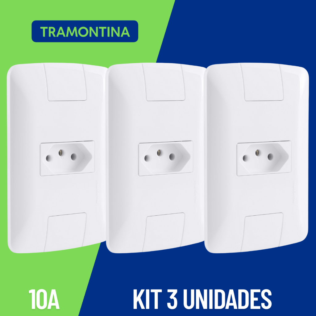 Tomada Simples 2P+T 10A Aria 3 Unidade Branca Tramontina