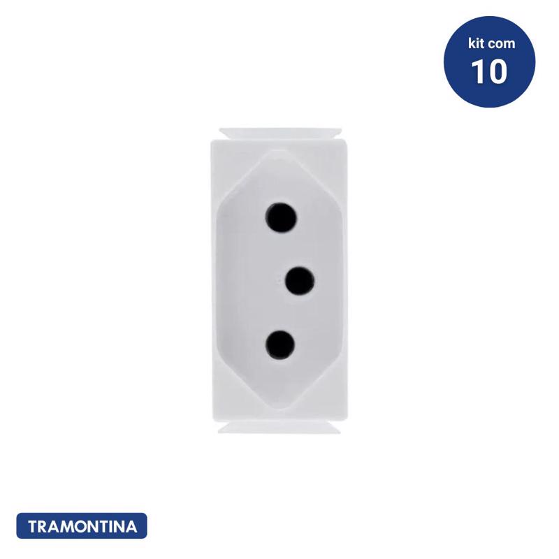 TOMADA 2P+T 10A/250V ARIA BRANCA 10 UNIDADES TRAMONTINA