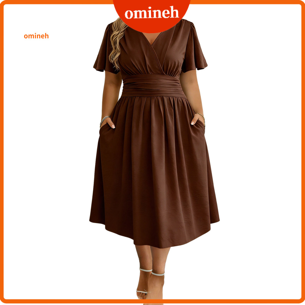 Fashionable Women Outfit Multi-color Dress Women’s V Neck A-line Maxi Plus Size Flowy Long Sundress for Beach Party Of