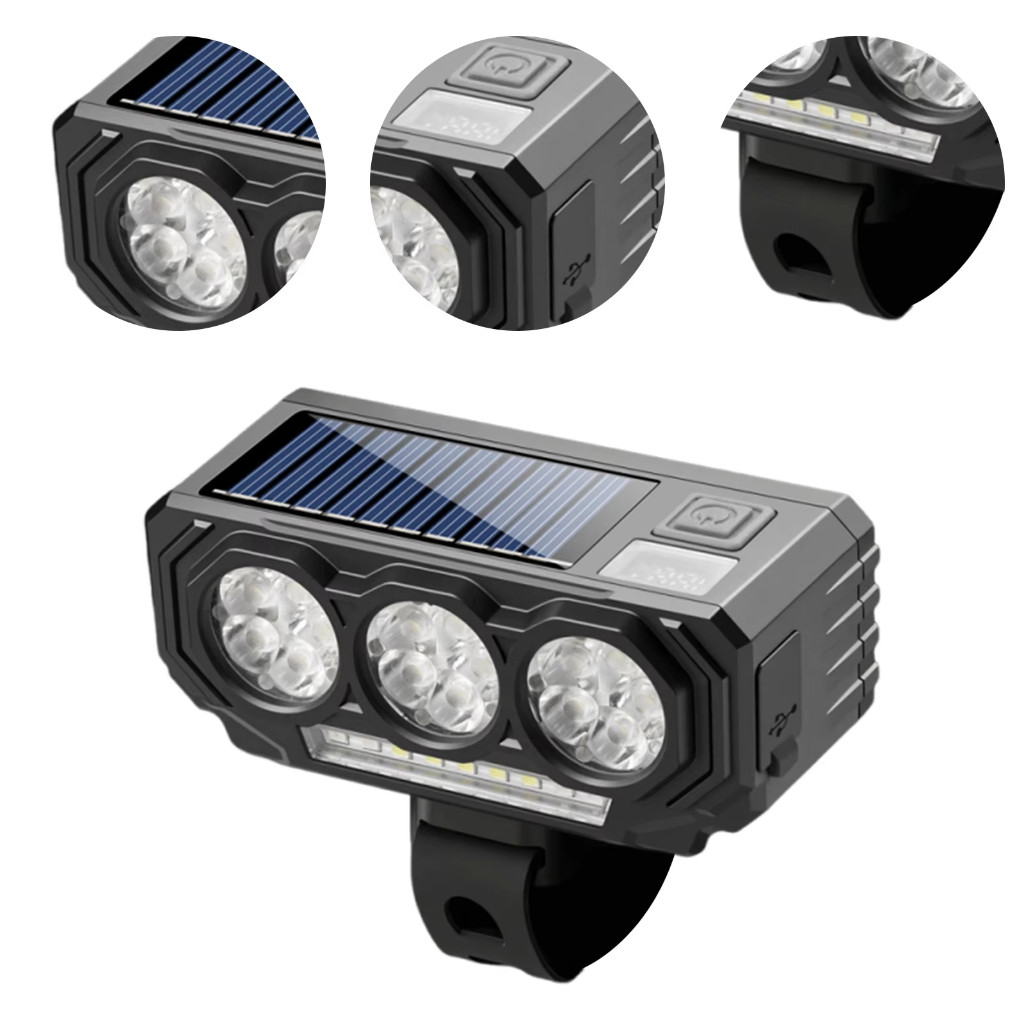 Lanterna bicicleta alta luminosidade, 15 LEDs, feixe alto/baixo, rotativa, à prova d’água, ciclismo noturno estrada/MTB