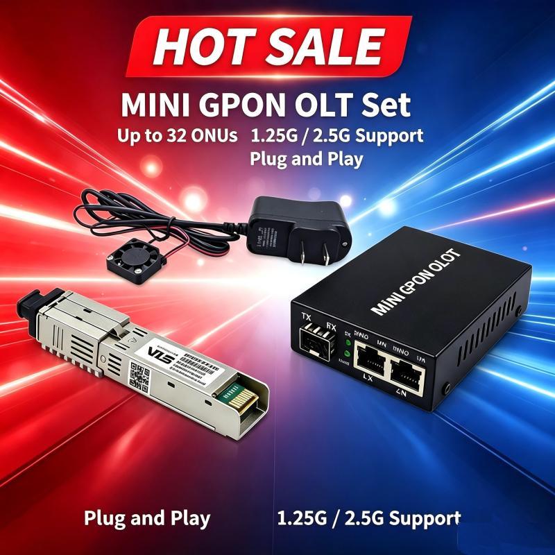 Mini GPON OLT VOLT 1.25G/2.5G , Downstream 2488Mbps Upstream 1244Mbps Conjunto Completo Com Fonte De Alimentação Do Vent