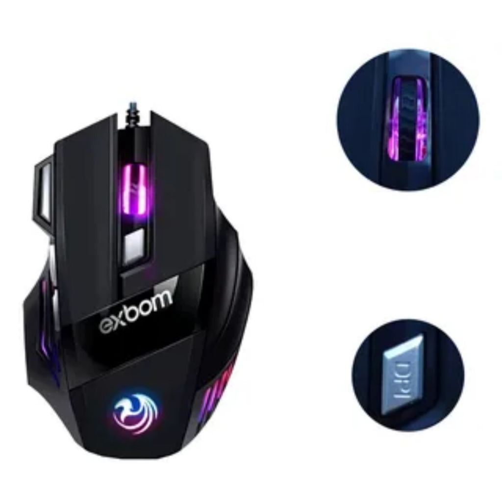 Mouse Gamer Para Jogo 3.200 Dpi Óptico Com Luzes Led Rgb Usb