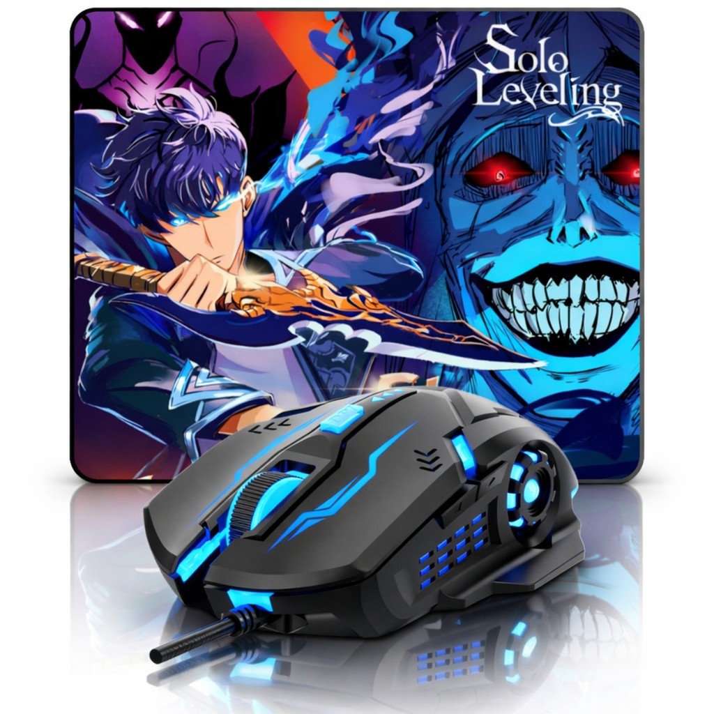 Mouse Gamer Para Jogo 3.200 DPI Óptico com LED RGB USB C/ Mousepad 180x220mm