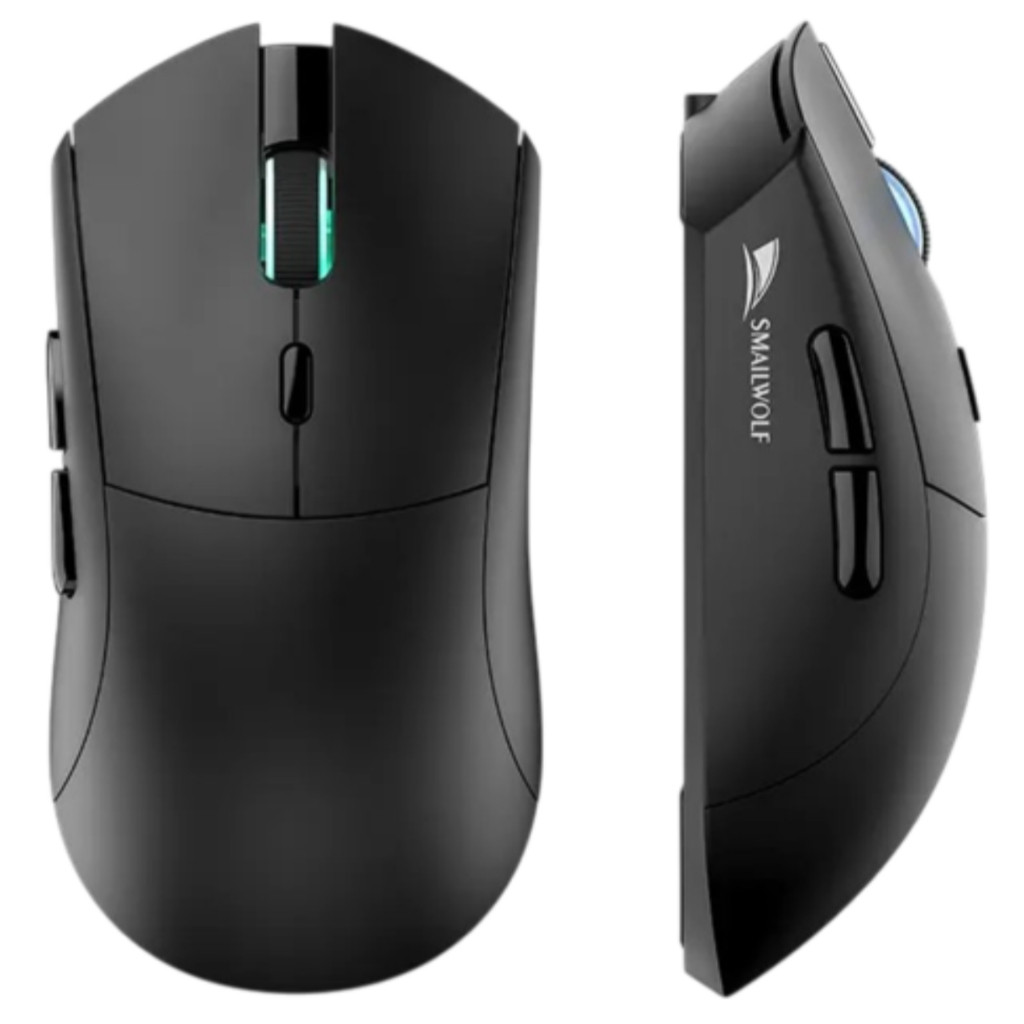 SMAILWOLF RS7 BLACK Mouse Para Jogos Recarregável Sem Fio , 2.4G E BT5.2 , Sensor Óptico PAW3311 , DPI Ajustável Até 200
