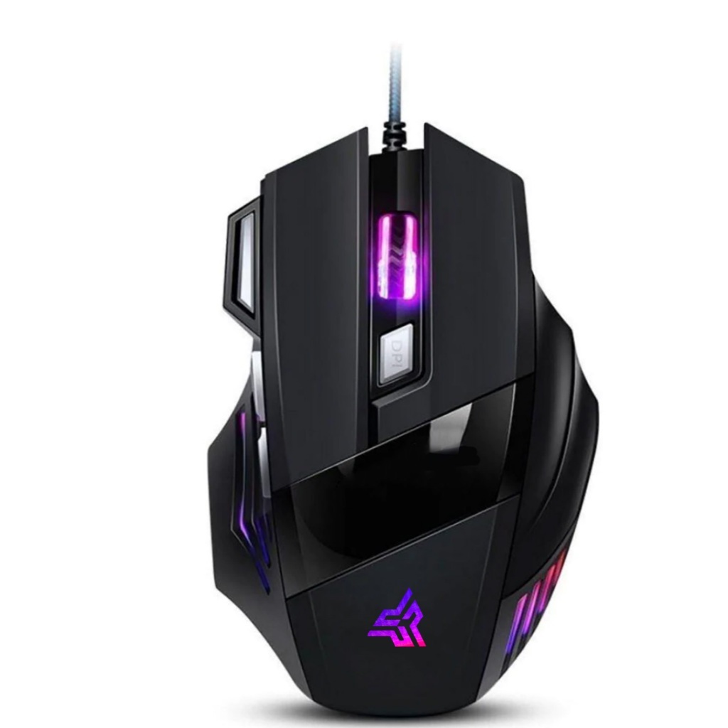 Mouse Gamer Para Jogo 3.200 DPI Óptico Com LED RGB USB 7 Botões Ultra Rápido