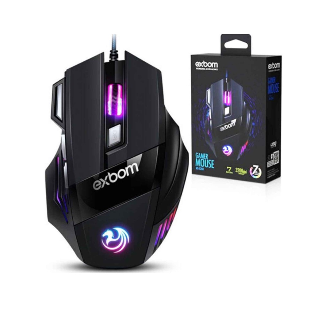 Mouse Gamer Para Jogo 3.200 Dpi Óptico Com Led Rgb Usb 7 Botões