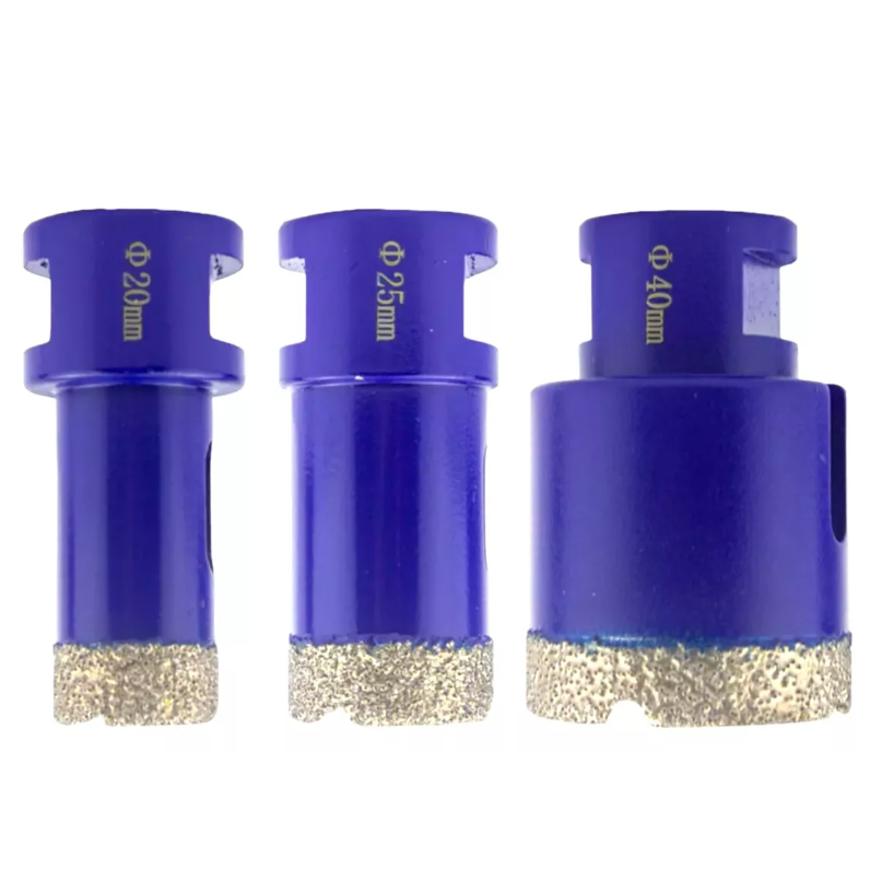 Kit 3 Brocas Diamantada 20/25/40mm Rosca M14 Para Esmerilhadeira Porcelanato/Cerâmica/Mármore/Vidro