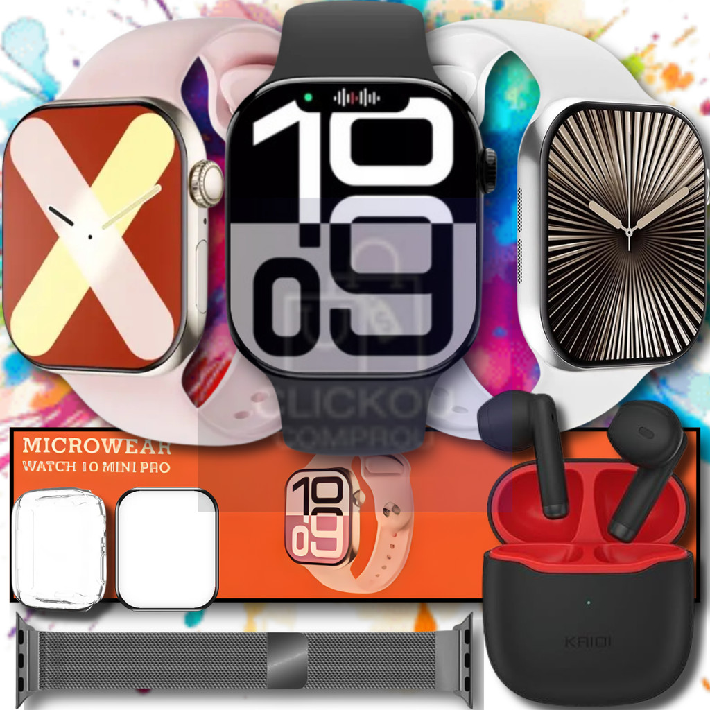 Kit Smartwatch W10T Mini 1GB+Fone BT Kaidi KD771 Tecnologia Estilo e Conectividade em Um Só Produto