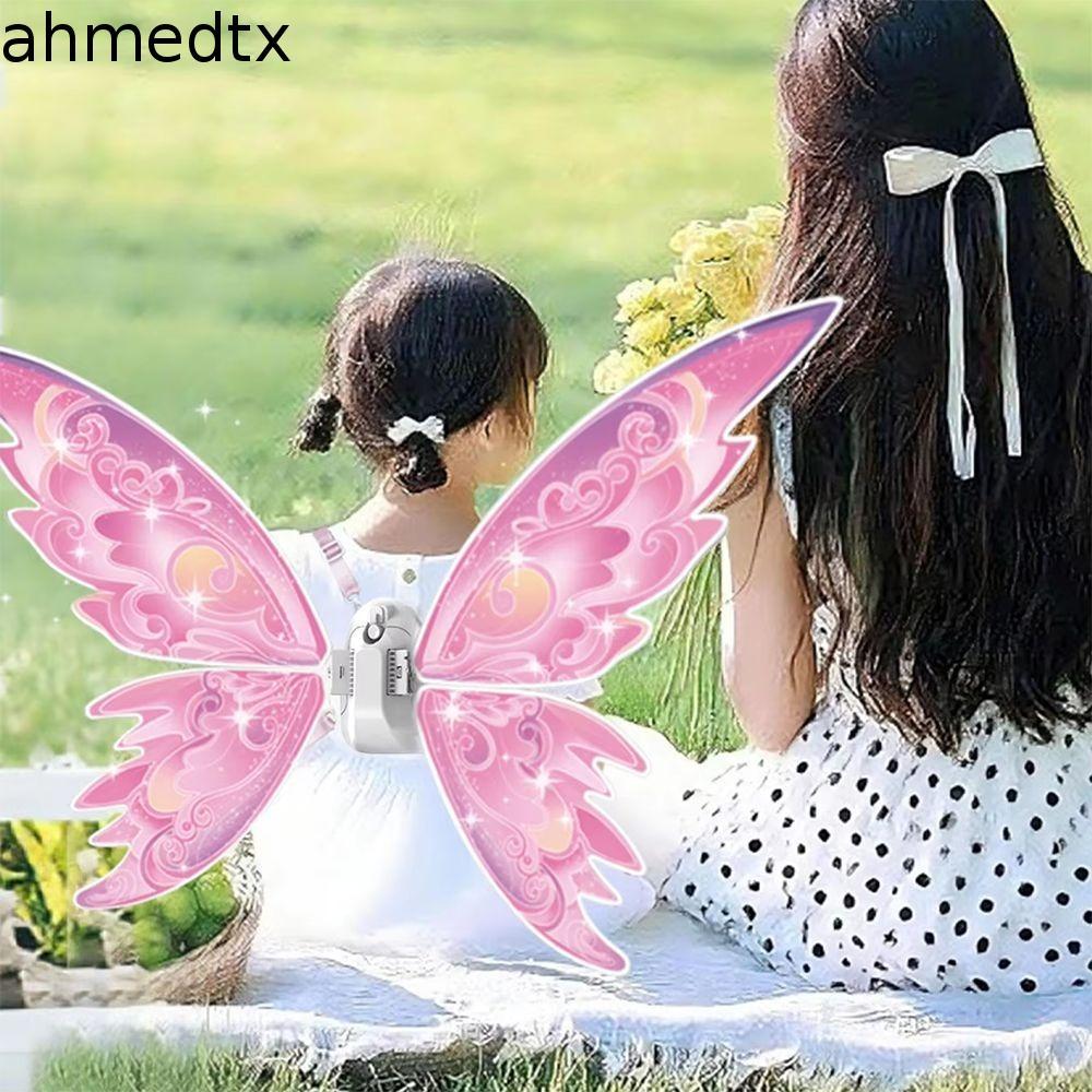 Asas De Borboleta Em Movimento AHMEDTXB , Aba Automática Ilumina Fada Elétricas , Elegância Com Asa De Elfo Musical
