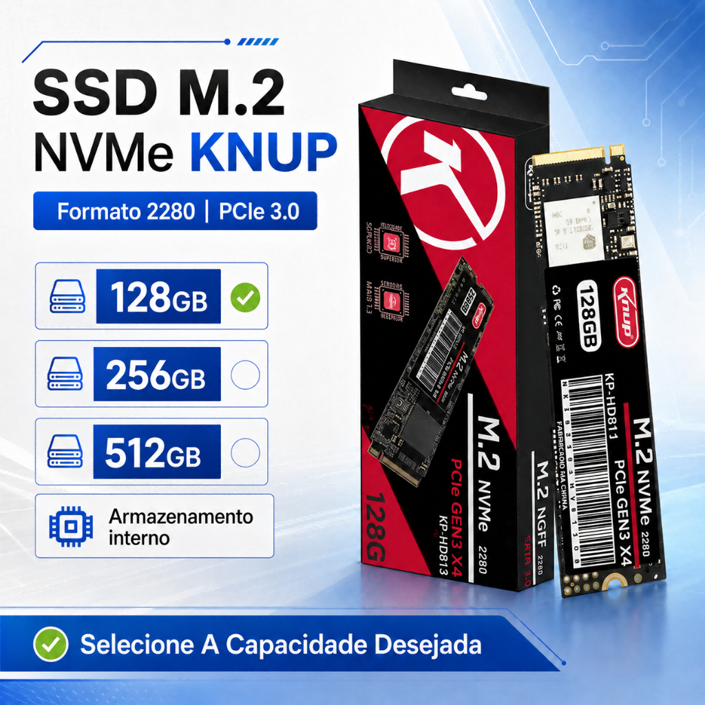 SSD Interno M.2 NVMe 2280 KNUP PCIe 3.0 128GB 256GB 512GB 3D NAND