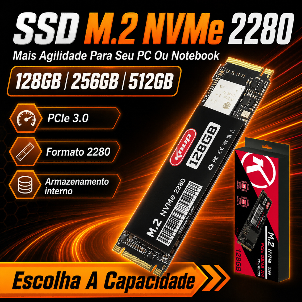 SSD M.2 NVMe 2280 KNUP SpeedRam PCIe 3.0 128GB 256GB 512GB Para PC Notebook 3D NAND