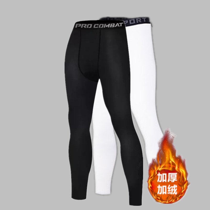 Leggings masculinas leggings esportivas basquete futebol treinamento calças de compressão de lã de secagem rápida respir