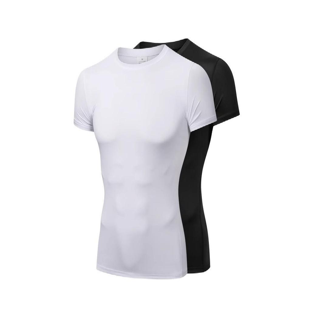 Esportes de manga curta collants camiseta masculina correndo treinamento basquete Base superior de secagem rápida respir