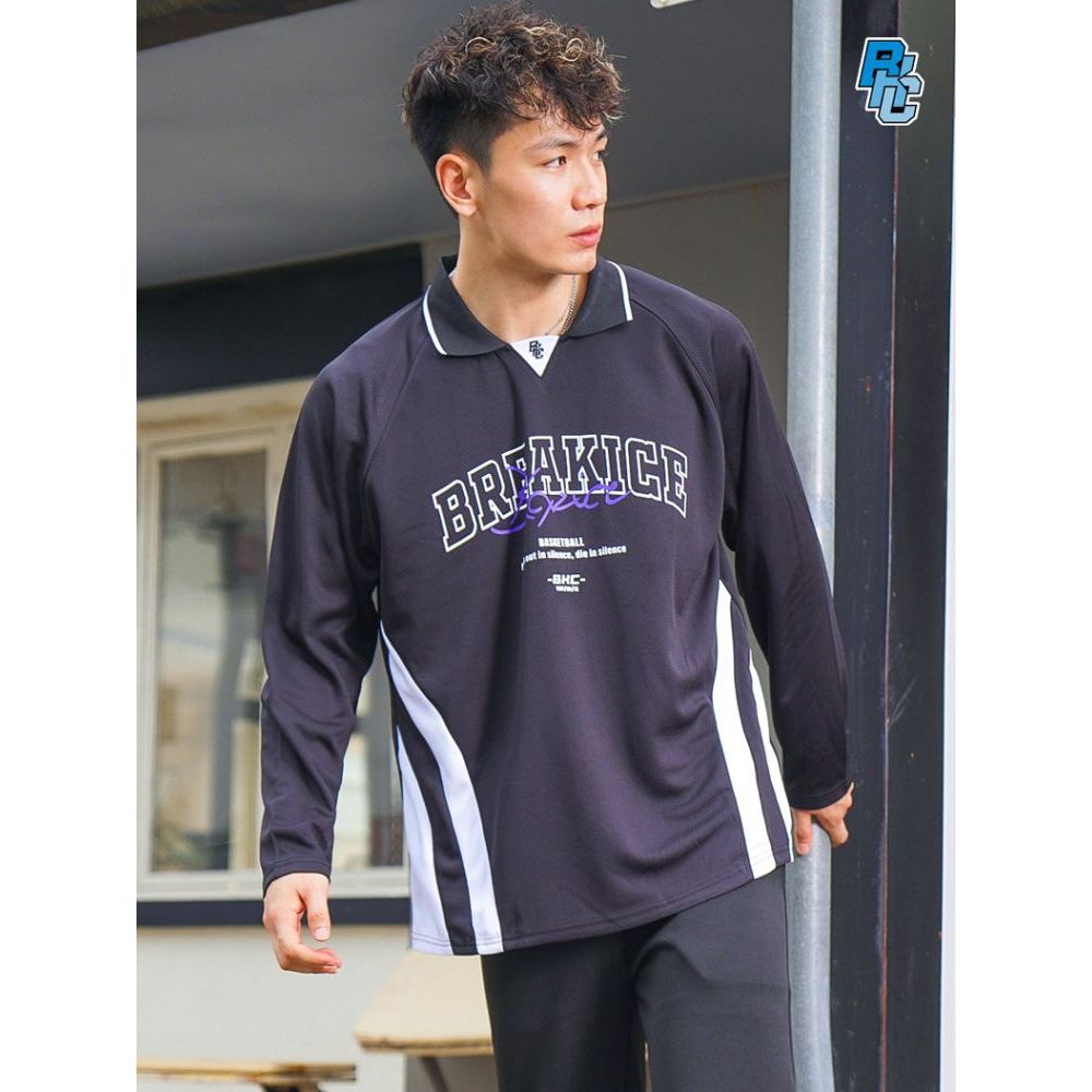 Bkcxzice Icebreaker basquete americano manga longa masculino gola contraste cor esportes moletom correndo Fitness respir