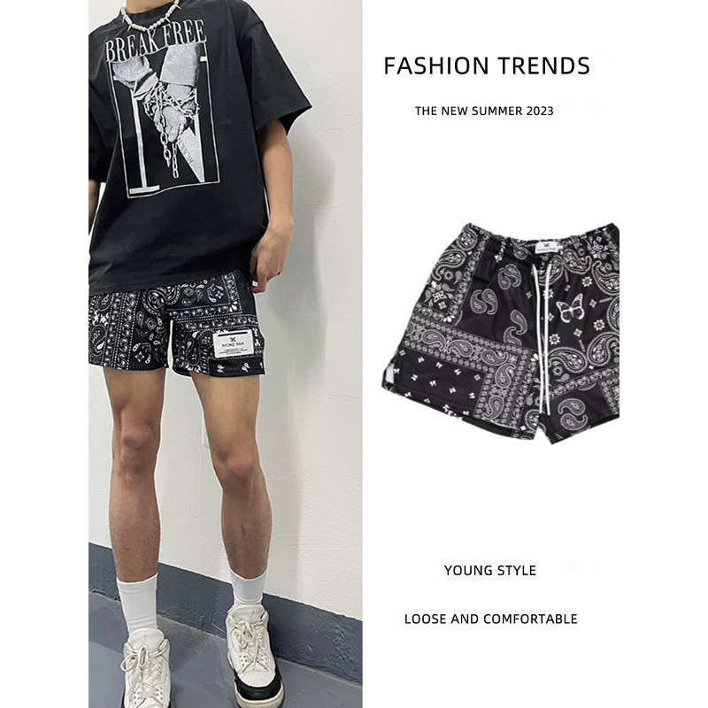 Caju flor americano esportes quarto Shorts masculino verão Retro Street Wear calças de basquete de secagem rápida respir