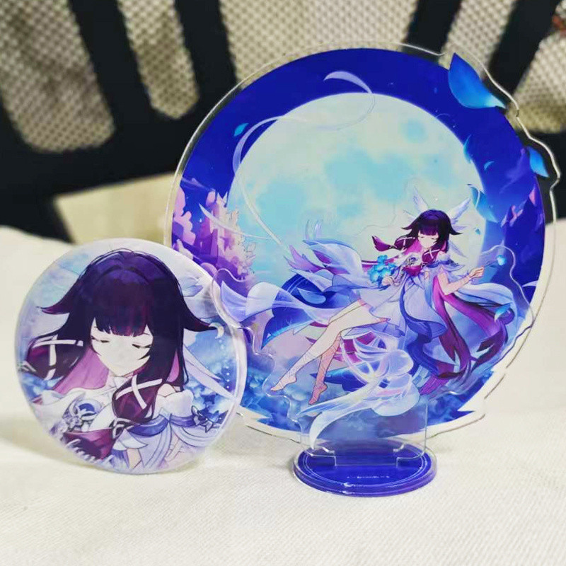 Conjunto de 2 peças: suporte para figura em acrílico da Columbina Hyposelenia, modelo para cosplay, mochila, emblema, Ku