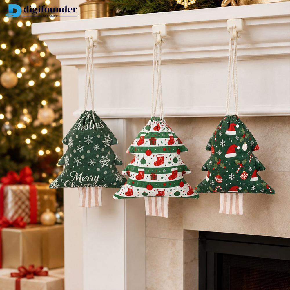 DIGIFOUNDER Saco De Cordão Em Forma De Árvore De Natal Pingente Ornamento De Suspensão Bolsa De Armazenamento De Lembran