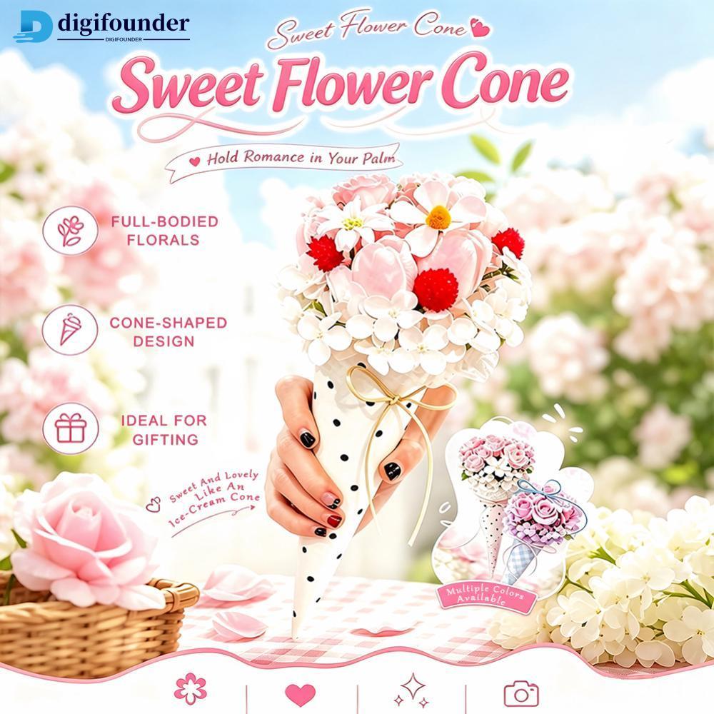 DIGIFOUNDER Sorvete Cone Sabão Buquê De Flores Ornamento Acabado Artificiais Decoração Criativa Dia Do Professor Lembran