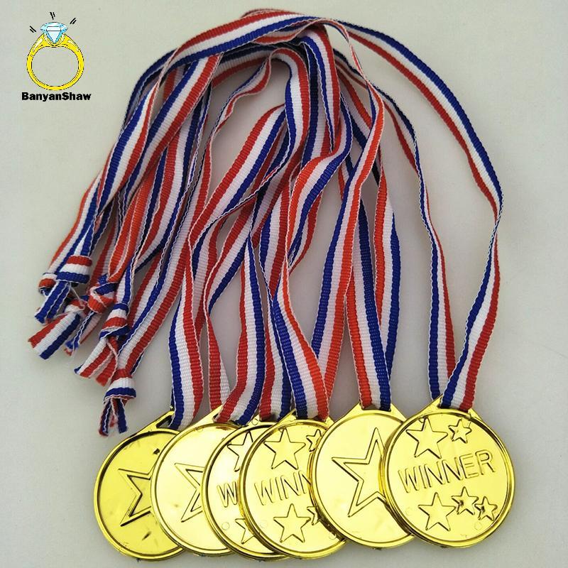[BANY] 10 Unidades De Medalhas De Vencedores De Ouro De Plástico Para Crianças , Prêmios Esportivos , Brinquedos Lembran