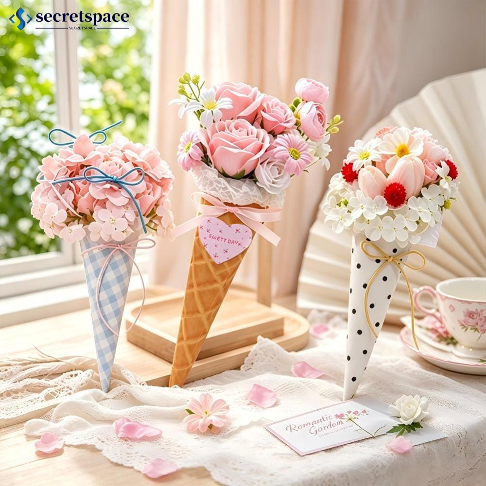 SECRETSPACE Sorvete Cone Sabão Buquê De Flores Ornamento Acabado Artificiais Decoração Criativa Dia Do Professor Lembran